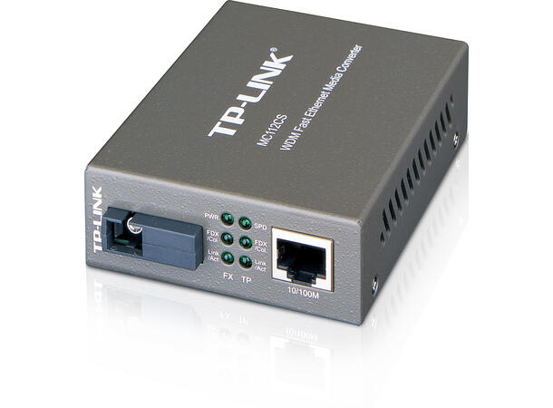 Fast Ethernet Media Converter, 20km SM Simplex SC Fiber, Tx/Rx=1310nm/1550nm